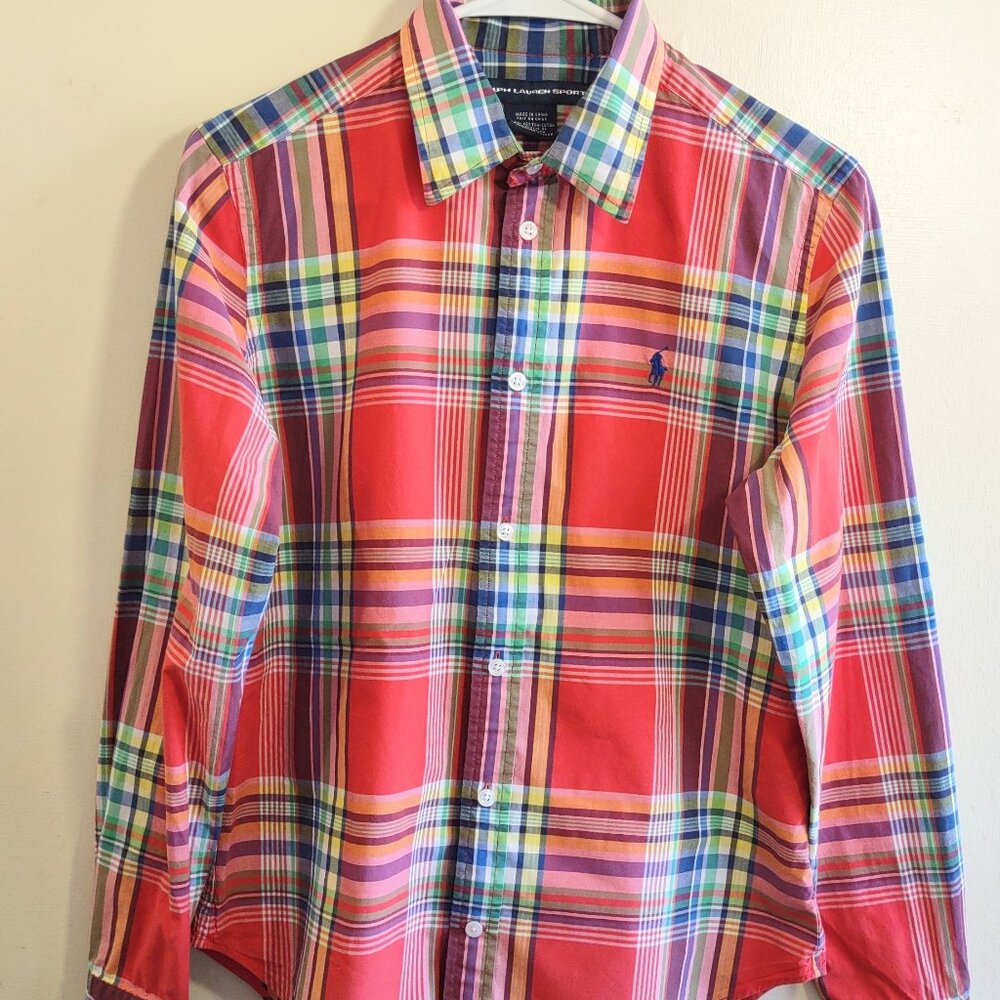 2 Boy's Ralph Lauren Button-Up Shirts Check & Plaid Long Sleeve  Boy Sz 10/12 - Picture 5 of 15